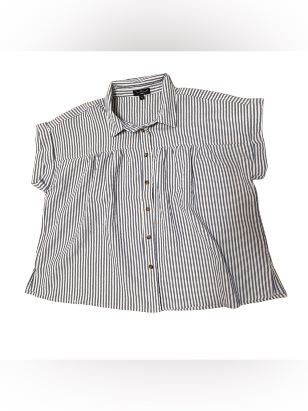 Velvet Heart Blue and White Vertical Stripe Shirt Seersucker - Picture 2 of 5